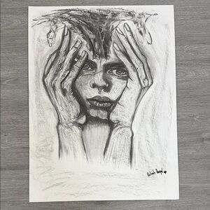 Monochrome Charcoal Art Print